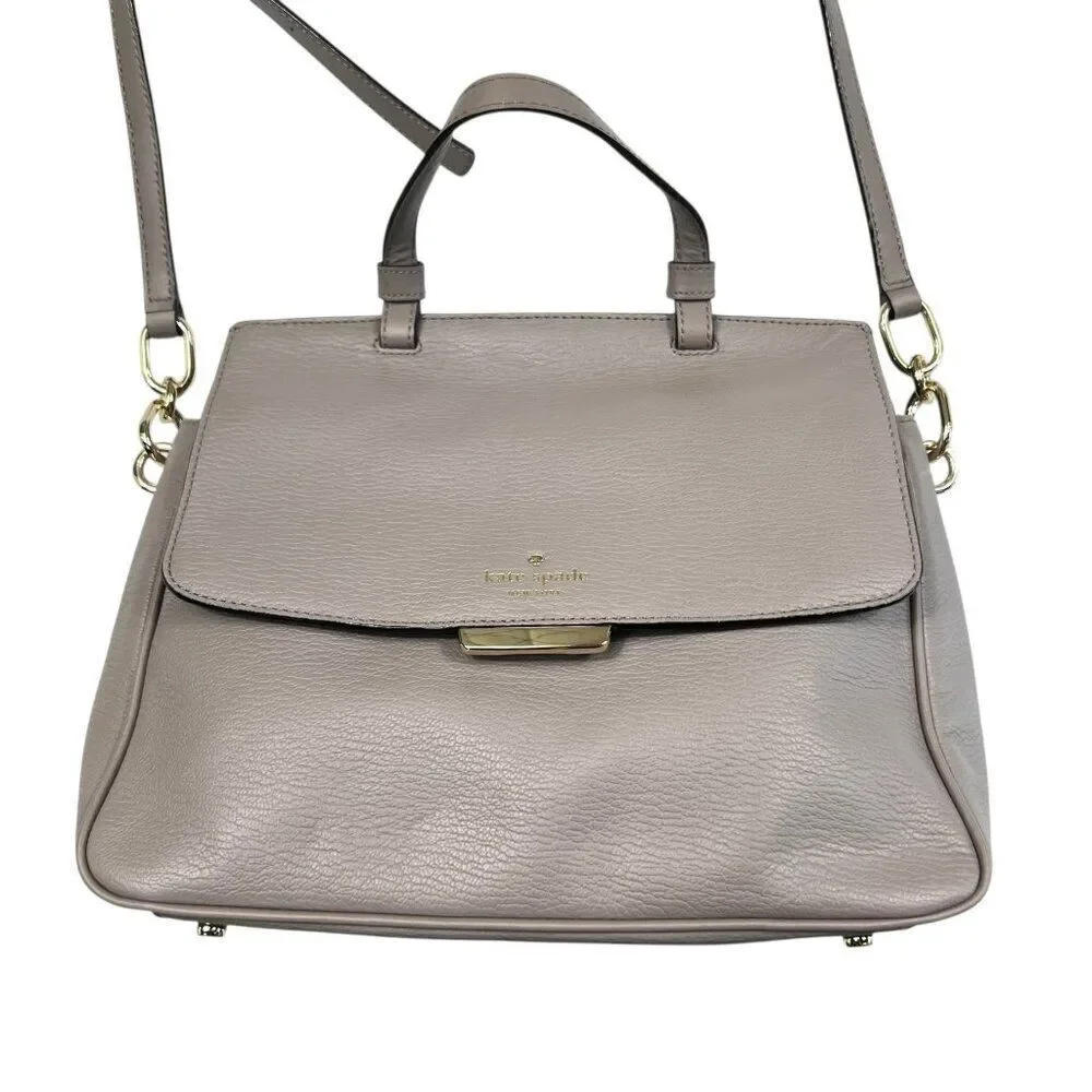 Kate Spade Rae Robinson Lane City Scape Leather Crossbody Satchel Grey
